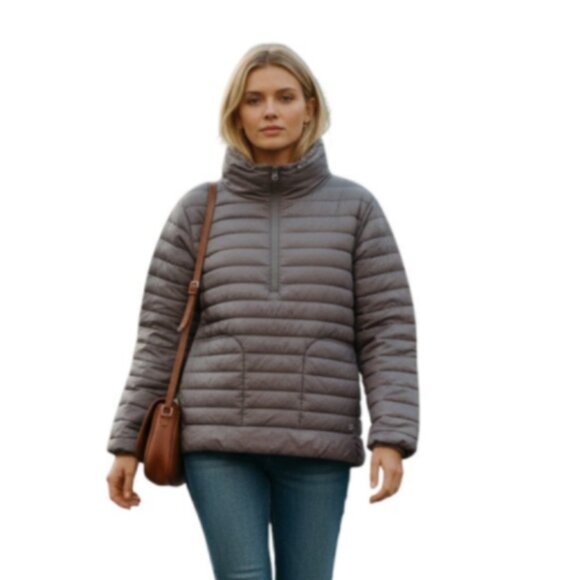 GAP Women’s Puffer Jacket XS Gray Quilted 1/2 Zip PrimaLoft Lightweight - Picture 1 of 11